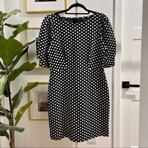 Ann Taylor Black and White Polka Dot Pencil Dress